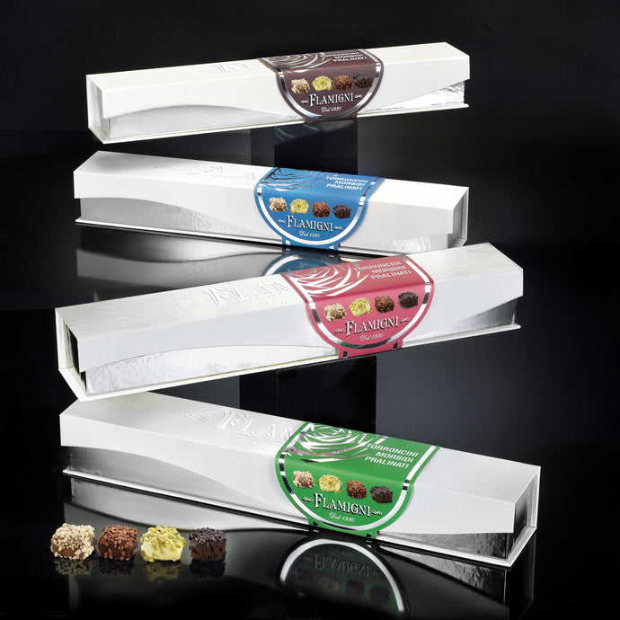Flamigni Geschenkbox in verschiedenen Farben mit Nougats Pralinés 200g